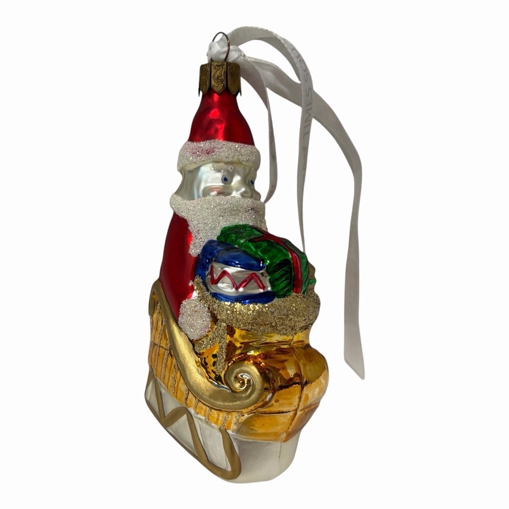 Vintage Waterford ornament santa sleigh 2000 Glass Multicolored Christmas 4.5"